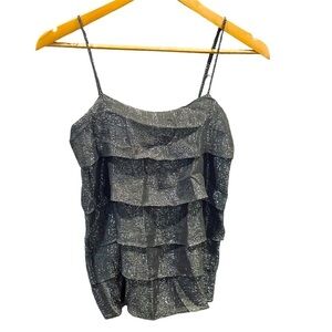 Nili Lotan Metallic Silk Tiered Camisole